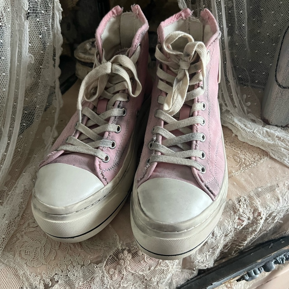 R13 Kurt sneakers distressed by me worn once indoors.